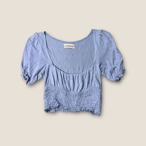 Urban Outfitters Pastel Lilac Smocked Short Sleeve Peasant Crop Top Size Small